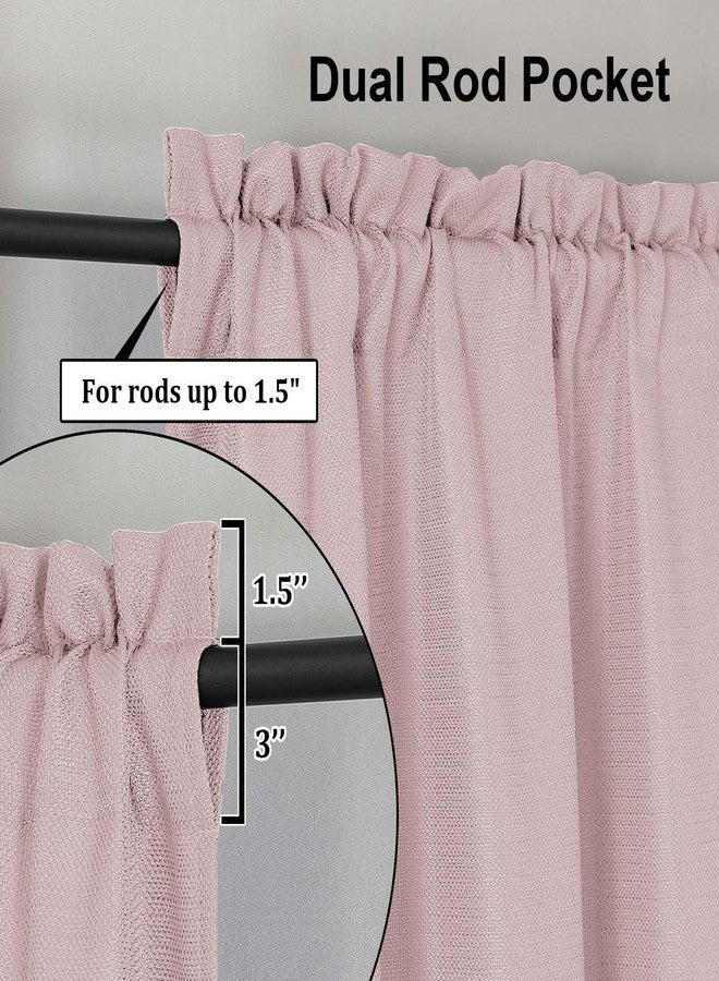 Lecloud Blush Pink Kitchen Curtains 24 Inch Length, Light Filtering Modern Airy Soft Tier, Short Privacy Elegant Home Windows Drapes with Rods Pocket for Basement Cabinet RV Camper, 60" W x 24" L - Image 5
