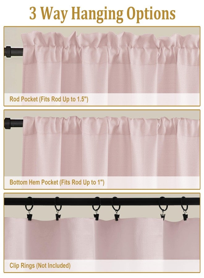 Lecloud Blush Pink Kitchen Curtains 24 Inch Length, Light Filtering Modern Airy Soft Tier, Short Privacy Elegant Home Windows Drapes with Rods Pocket for Basement Cabinet RV Camper, 60" W x 24" L - Image 4