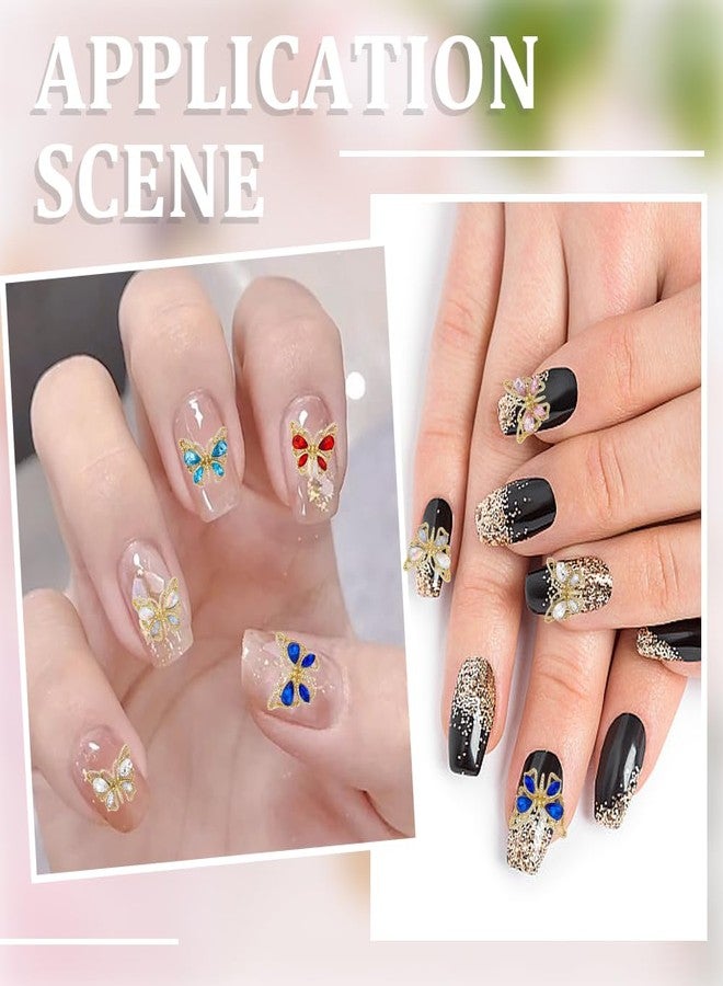 SUNNYCLUE 1 Box 30Pcs Butterfly Nail Charms Colorful Rhinestone Butterfly Nail Gems Small Metal Butterflies Nail Art Charm Blue Pink Clear 3D Shiny Nails Rhinestones for Finger Nails Acrylic Nail - Image 5