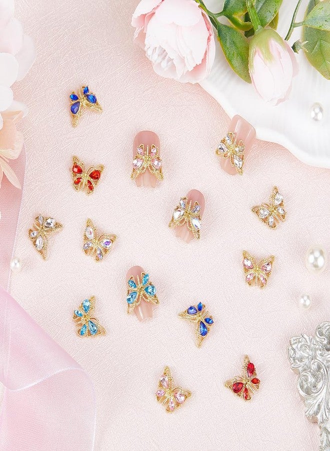 SUNNYCLUE 1 Box 30Pcs Butterfly Nail Charms Colorful Rhinestone Butterfly Nail Gems Small Metal Butterflies Nail Art Charm Blue Pink Clear 3D Shiny Nails Rhinestones for Finger Nails Acrylic Nail - Image 4