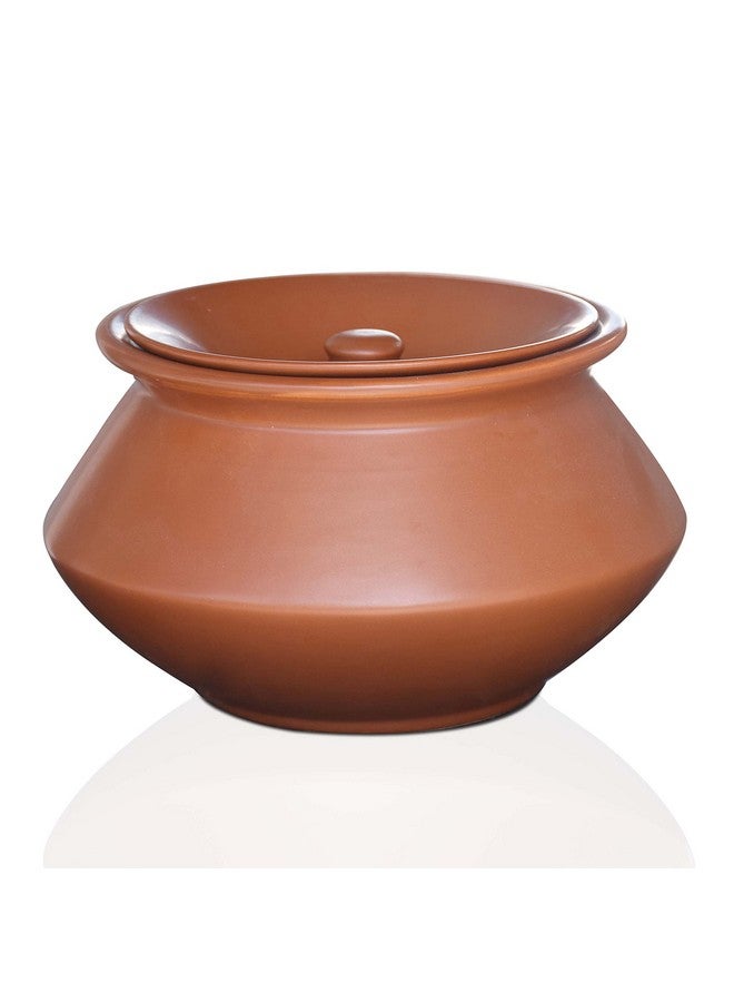 Pure Source India وعاء داهي من الطين النقي من الهند مع غطاء - 1 كجم، 2 قطعة، بني - Image 1