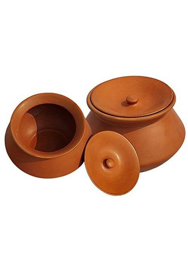Pure Source India وعاء داهي من الطين النقي من الهند مع غطاء - 1 كجم، 2 قطعة، بني - Image 3