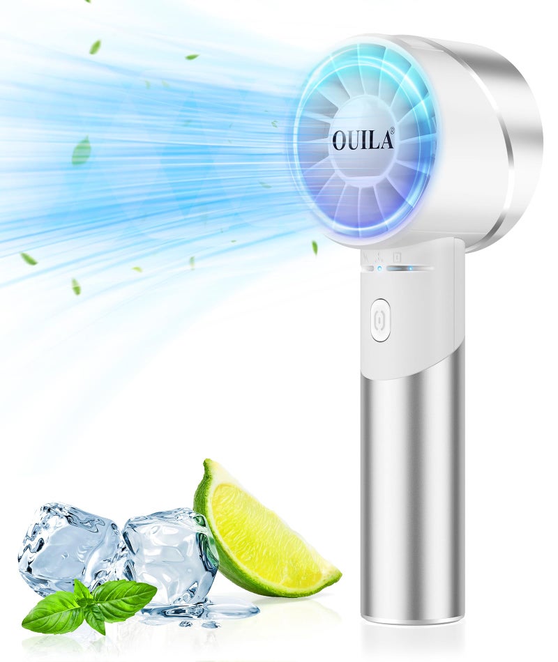 OUILA Handheld Fan Mini Portable Fan USB Rechargeable Fan with 4 Speeds Powerful Hand Fan for Travel Camping Home OfficeWhite FS00010229