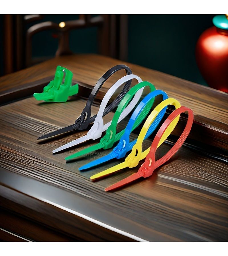 Durable Sliding Knot Finisher Reusable Self Locking Nylon Cable Ties 100pcs Mixed Colors for Organizing Wires and Cables Ideal for Home and Office Use Secure Adjustable Loop Tie - Image 5
