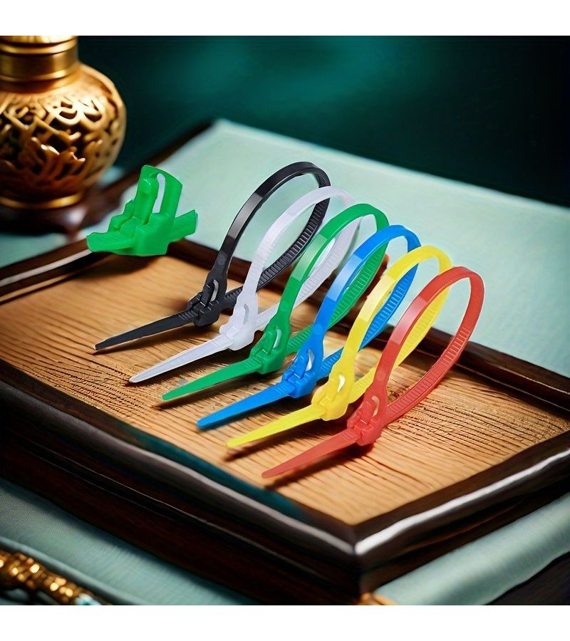 Durable Sliding Knot Finisher Reusable Self Locking Nylon Cable Ties 100pcs Mixed Colors for Organizing Wires and Cables Ideal for Home and Office Use Secure Adjustable Loop Tie - Image 4