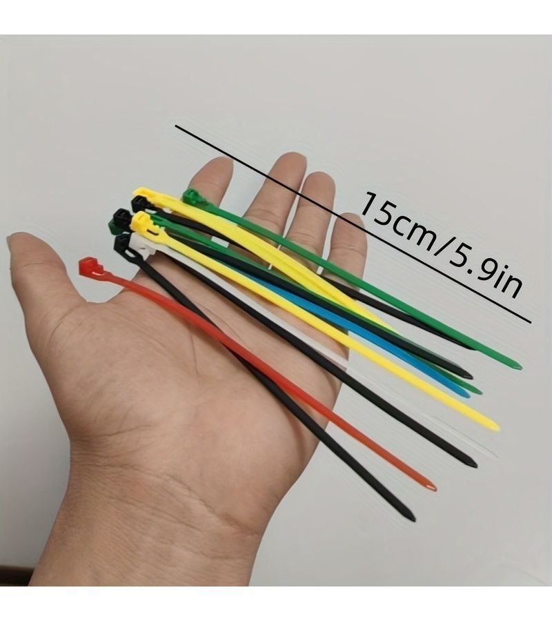 Durable Sliding Knot Finisher Reusable Self Locking Nylon Cable Ties 100pcs Mixed Colors for Organizing Wires and Cables Ideal for Home and Office Use Secure Adjustable Loop Tie - Image 3