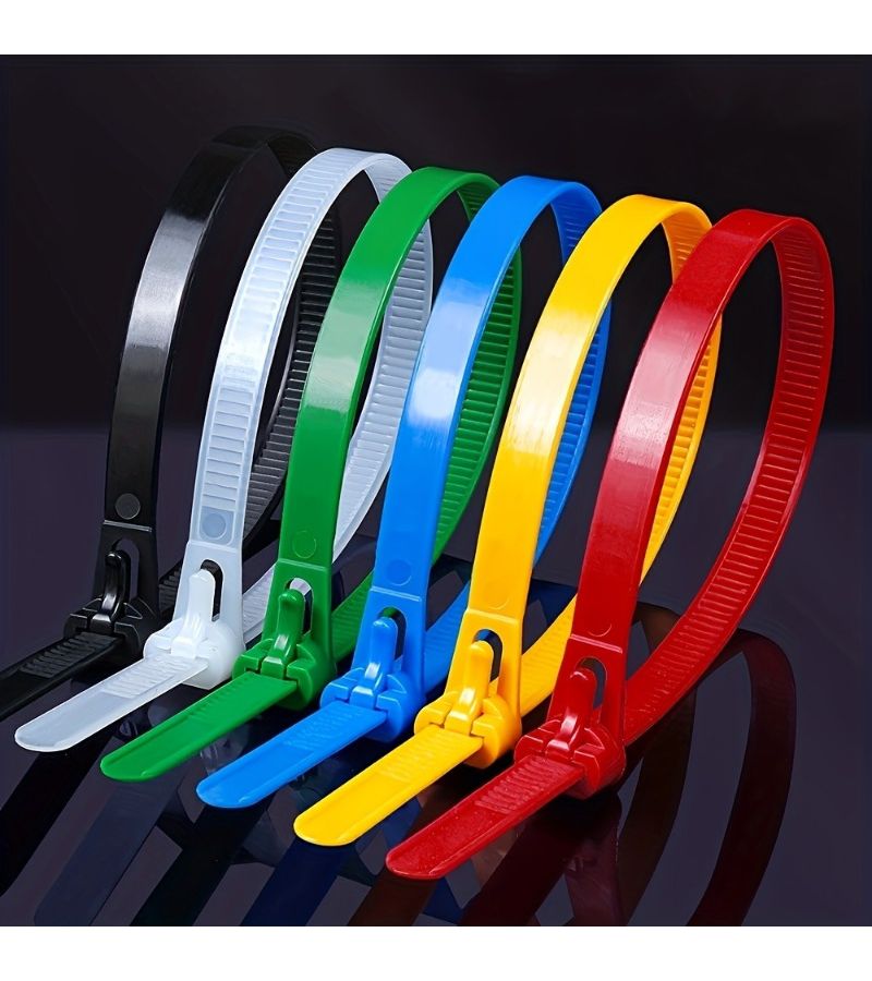 Durable Sliding Knot Finisher Reusable Self Locking Nylon Cable Ties 100pcs Mixed Colors for Organizing Wires and Cables Ideal for Home and Office Use Secure Adjustable Loop Tie - Image 1
