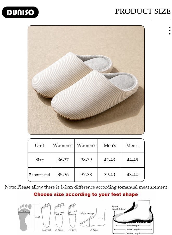 DUNISO نعال غير قابلة للانزلاق للرجال والنساء، نعال قطنية مريحة محبوكة، نعال منزلية مخططة، نعال خفيفة وناعمة، نعال مسطحة قابلة للغسل، نعال منزلية للاستخدام الداخلي والخارجي - Image 4