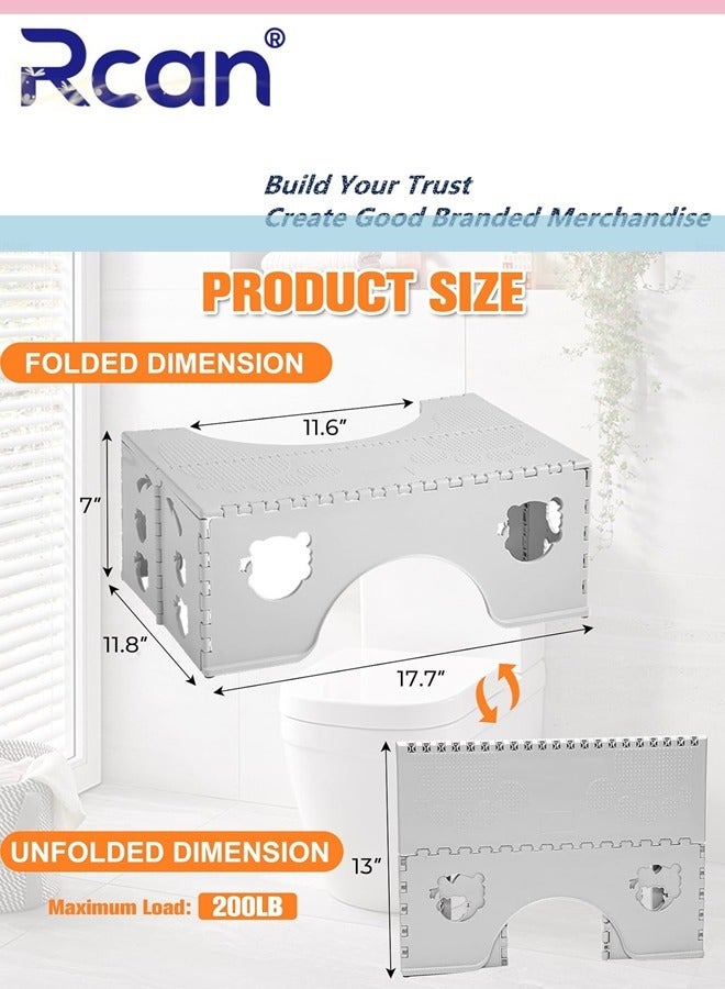 Rcan Foldable Toilet Stool Poop Stool Adult, Portable Squatting Potty Stool for Travel Size 7 Inch Toilet Stool Squat Adult Collapsible Pooping Foot Stool for Bathroom Toilet Step for Adults Kids - Image 4