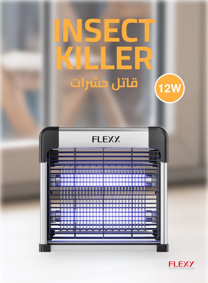 Flexy FLEXY INSECT KILLER: 12W, Aluminium, Double UV LED, High-Voltage Network, Safe for Mother & Baby, Insulated 70mm, 2-Year Warranty – Effective & Reliable Pest Control.  - Image 2