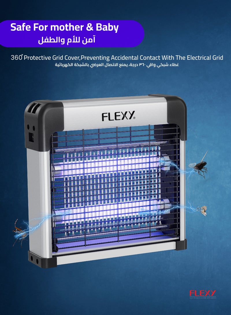 Flexy FLEXY INSECT KILLER: 12W, Aluminium, Double UV LED, High-Voltage Network, Safe for Mother & Baby, Insulated 70mm, 2-Year Warranty – Effective & Reliable Pest Control.  - Image 4