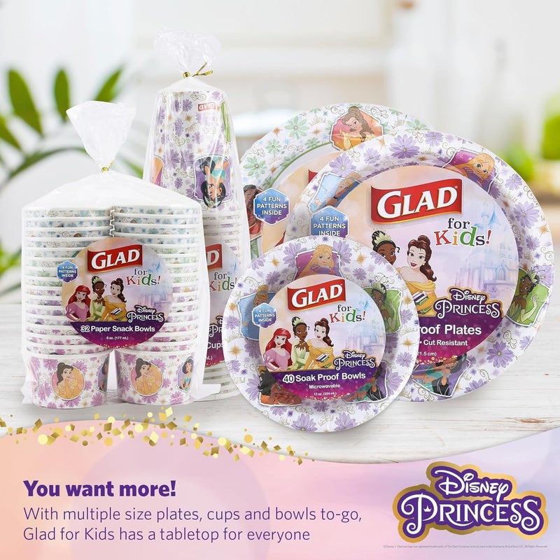 Glad for Kids Disney Princess Disposable Paper Plates, Floral Frames - Heavy Duty, Soak Proof, Microwavable, Kid-Friendly Snack Plates for Everyday Use, 10 Inch, 30 Count - 10 Pack - Image 5