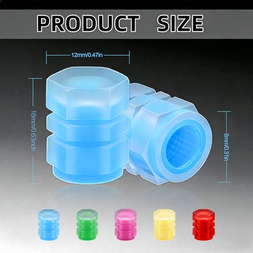 MUMUMAB 20 Pcs Glow in The Dark Tire Valve Caps Fluorescent Tire Valve Stem Caps, Cool Car Present for Universal Decoration Accessories for Car SUV Bicycle Motorcycles Trucks (Colorful) - Image 2