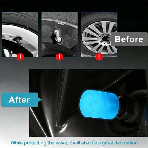 MUMUMAB 20 Pcs Glow in The Dark Tire Valve Caps Fluorescent Tire Valve Stem Caps, Cool Car Present for Universal Decoration Accessories for Car SUV Bicycle Motorcycles Trucks (Colorful) - Image 5