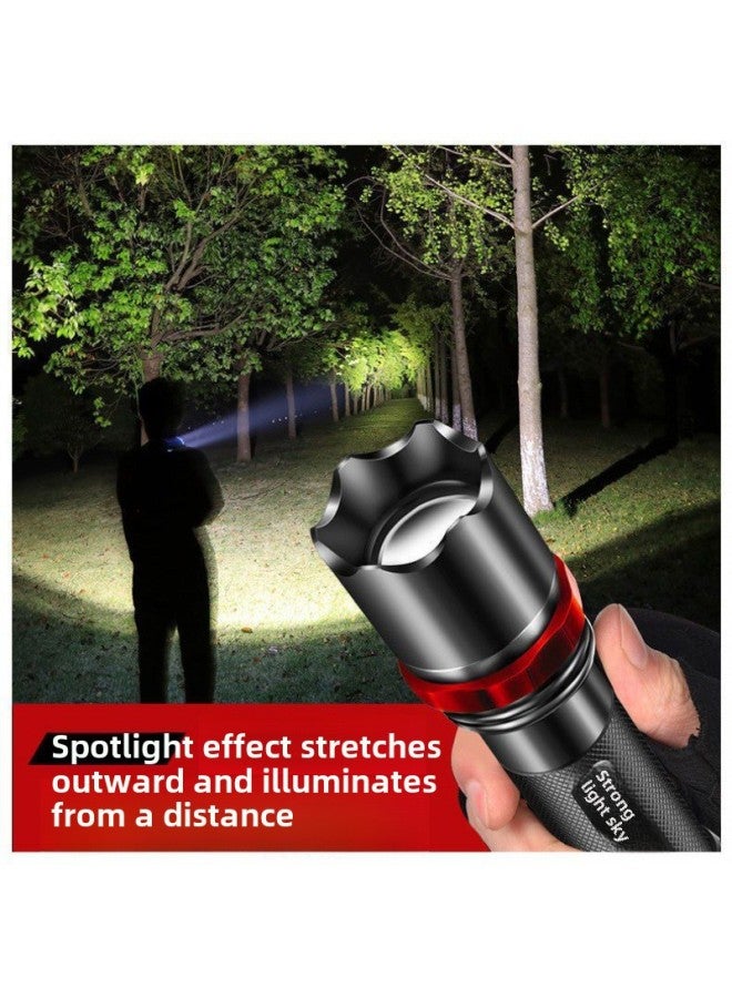 Super Bright Flashlight Strong Light Long-shot Rechargeable Multifunctional Household Flashlight Outdoor Led Waterproof Riding Flashlight-Product Specifications:Charging Model  Special Forces-luxury-supreme Aluminum Alloy Zoom Model Activity Returned To 2 Yuan  - Image 3