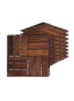 HOME TASTE Hometaste Hardwood Interlocking Patio Deck Tiles (Pack Of 10, 12 X 12 ), Acacia Wood Deck Tiles Interlocking Outdoor, Patio Tiles Outdoor Interlocking Waterproof All Weather. 