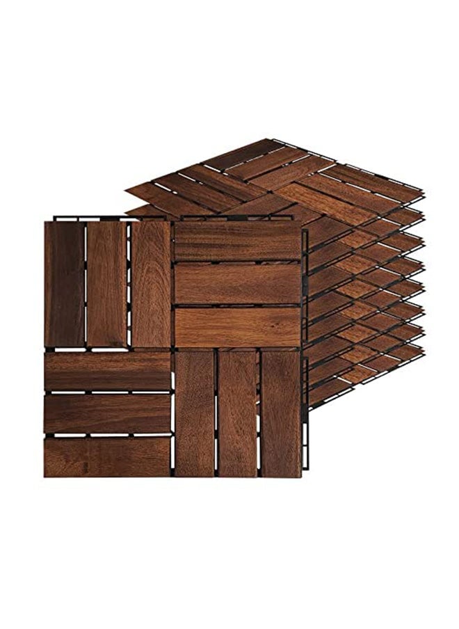 HOME TASTE Hometaste Hardwood Interlocking Patio Deck Tiles (Pack Of 10, 12 X 12 ), Acacia Wood Deck Tiles Interlocking Outdoor, Patio Tiles Outdoor Interlocking Waterproof All Weather. 
