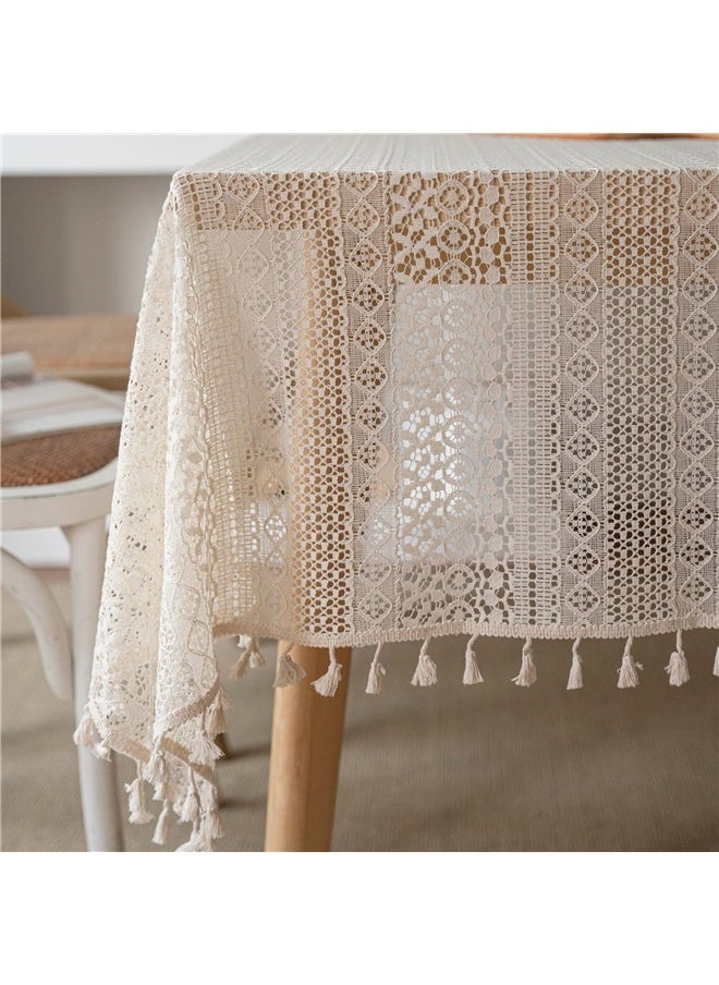 Generic Pure Color Patterned Lace Home Tablecloth Table Cover,New Lace Tablecloth Tea Table Top Premium Light Luxury Studio Atmosphere Table Cover (100 * 150cm)  - Image 4