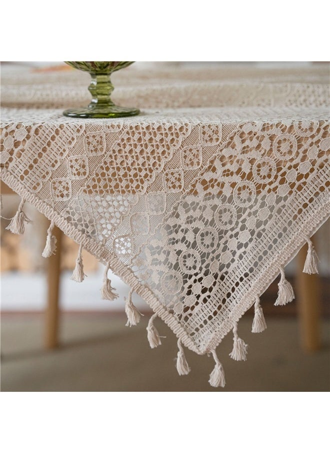 Generic Pure Color Patterned Lace Home Tablecloth Table Cover,New Lace Tablecloth Tea Table Top Premium Light Luxury Studio Atmosphere Table Cover (100 * 150cm)  - Image 5