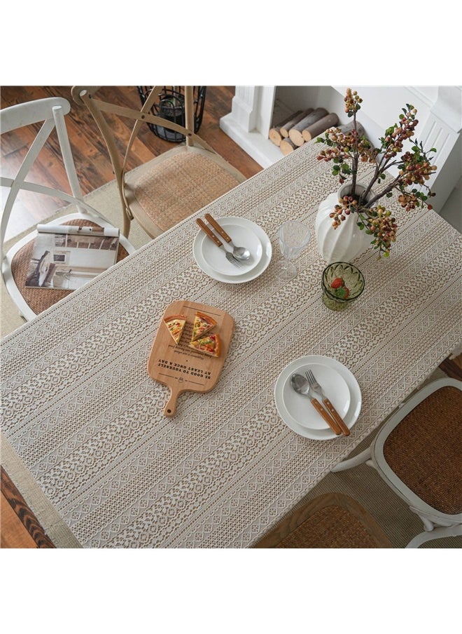 Generic Pure Color Patterned Lace Home Tablecloth Table Cover,New Lace Tablecloth Tea Table Top Premium Light Luxury Studio Atmosphere Table Cover (100 * 150cm)  - Image 2