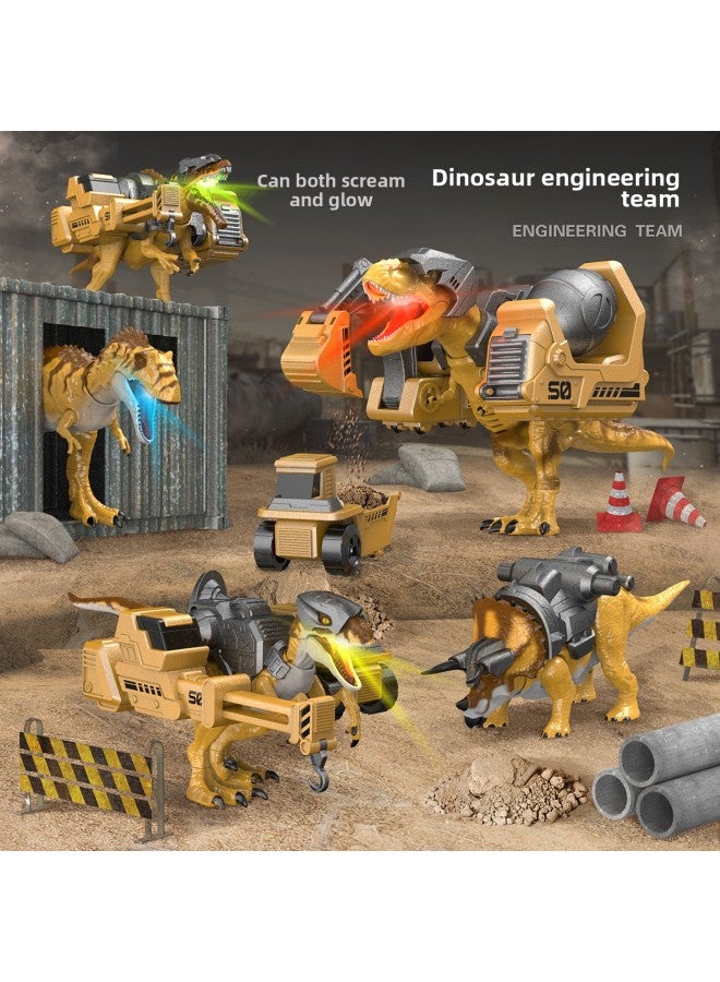 Children's Dinosaur Small Animal Model Tyrannosaurus Rex Toy Suit Triceratops Boy Engineering Vehicle Assembled Mecha-Color:Mecha Triceratops-Specifications:Mecha Triceratops With 2 Major Equipment - Image 1