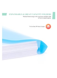 Y&D 12PCS Expandable A4 Plastic Wallets Folders Document Files Popper with Button Closure and Lable Pocket for Home, Office School Files, Punched Pockets （six colors）  - Image 4