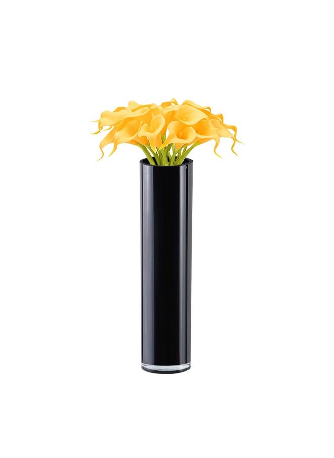 CYS EXCEL Black Glass Cylinder Vase (H:16" D:4") | Multiple Size Choices Glass Flower Vase Centerpieces | Wedding Table Arrangements  - Image 1