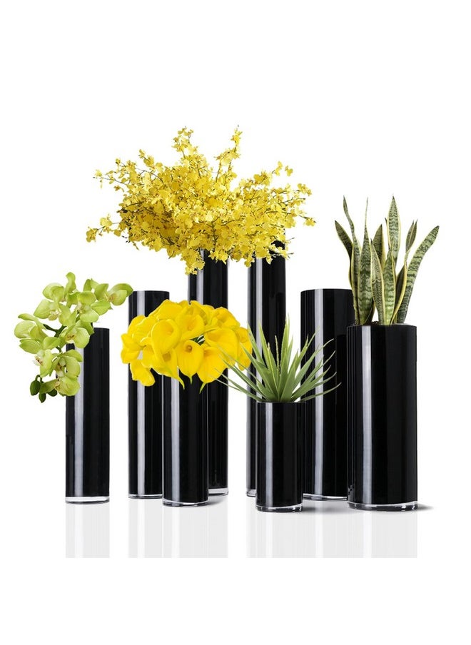 CYS EXCEL Black Glass Cylinder Vase (H:16" D:4") | Multiple Size Choices Glass Flower Vase Centerpieces | Wedding Table Arrangements  - Image 5