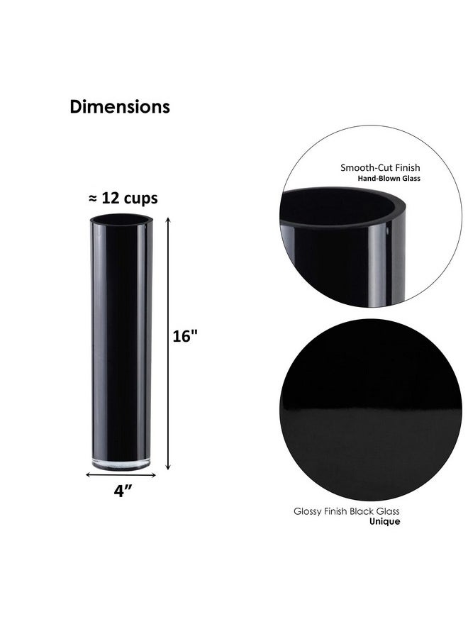 CYS EXCEL Black Glass Cylinder Vase (H:16" D:4") | Multiple Size Choices Glass Flower Vase Centerpieces | Wedding Table Arrangements  - Image 2