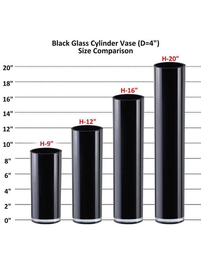 CYS EXCEL Black Glass Cylinder Vase (H:16" D:4") | Multiple Size Choices Glass Flower Vase Centerpieces | Wedding Table Arrangements  - Image 4
