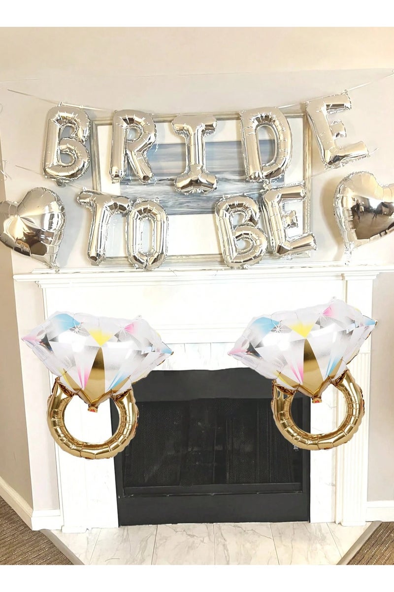 Bridal Bachelorette Party Decoration Balloon Set – 11 Pieces A complete set of bachelorette party balloons featuring “Bride To Be” lettering and two diamond ring-shaped balloons. Perfect for celebrating the bride-to-be, bridal showers, engagement parties, and wedding day decorations. - Image 5