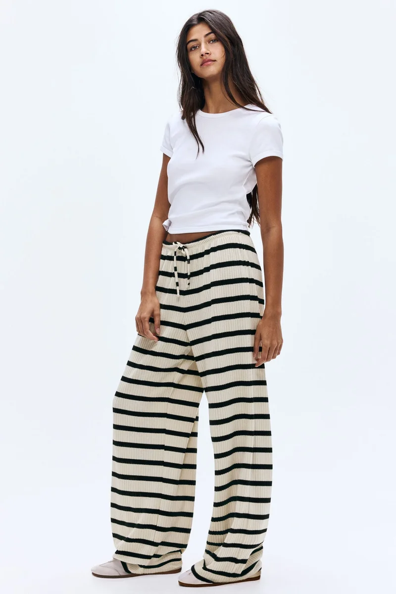 H&M Wide rib-knit trousers