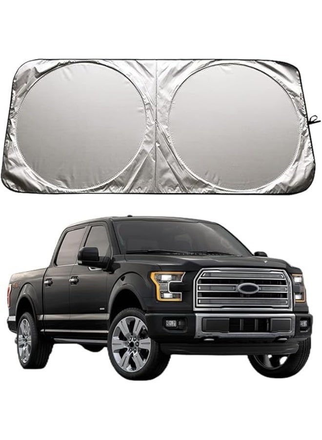 مظلة شمس لزجاج مقدمة السيارة Car Windshield Sun Shade حاجب حرارة للسيارة يقلل الحرارة ويحمي التابلوه والمقاعد من أشعة الشمس الضارة مع تصميم قابل للطي وسهل الاستخدام - Image 1
