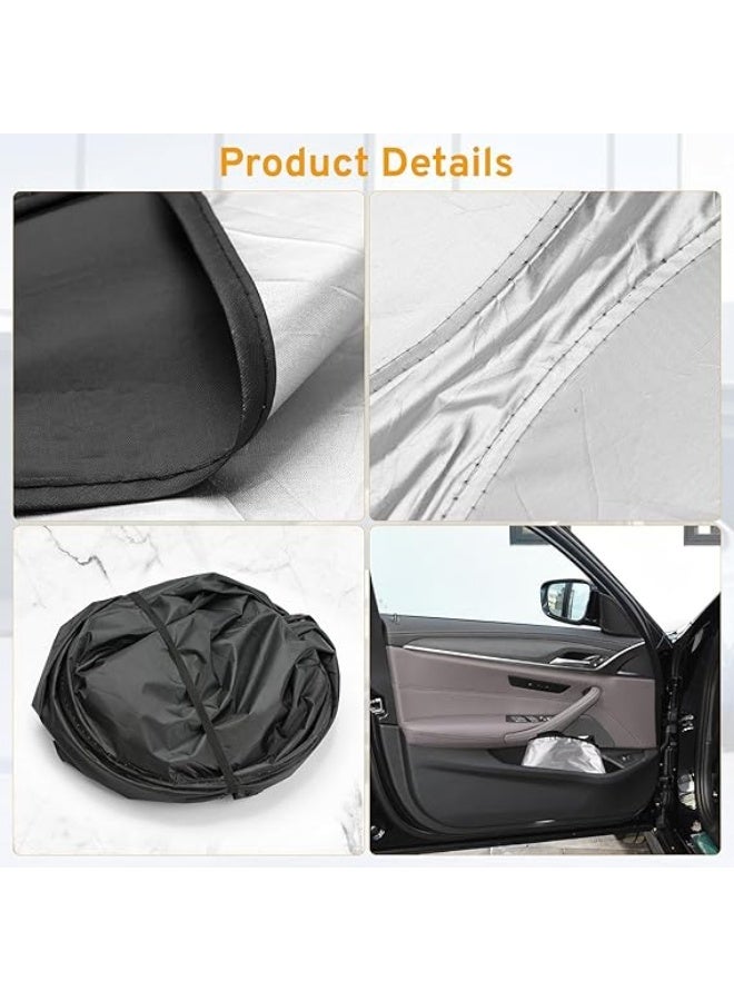 مظلة شمس لزجاج مقدمة السيارة Car Windshield Sun Shade حاجب حرارة للسيارة يقلل الحرارة ويحمي التابلوه والمقاعد من أشعة الشمس الضارة مع تصميم قابل للطي وسهل الاستخدام - Image 4