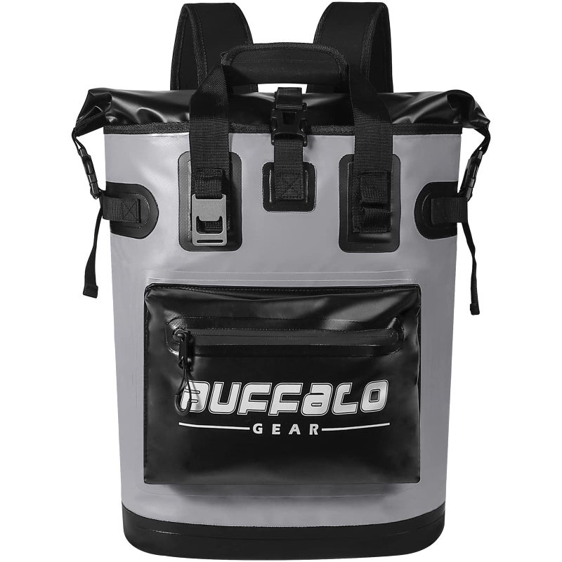 Buffalo Gear Cooler Backpack,18L Leakproof Cooler Bag Insulated Cooler for Picnic Beach Camping Hiking Park Fishing (Grey) - Image 1