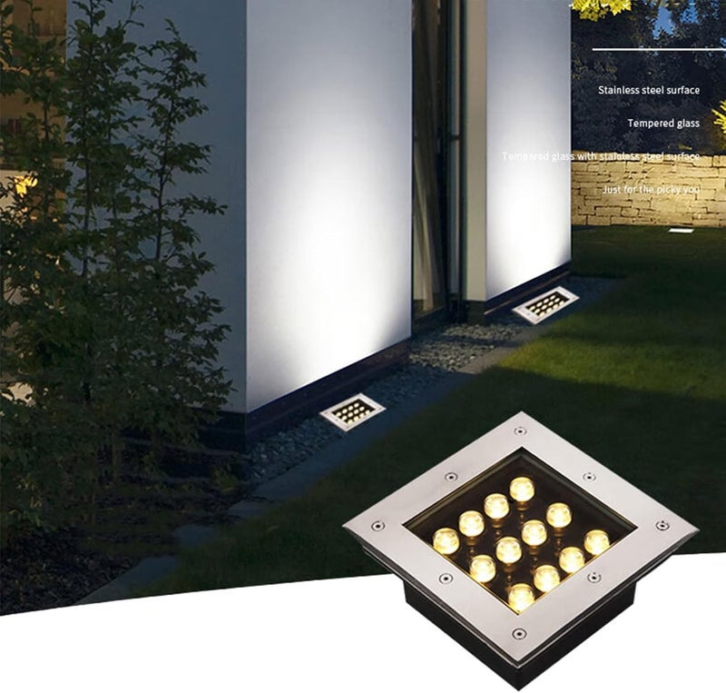 Square Buried Lights Outdoor Ground Light IP66 Waterproof Recessed LED Underground Light AC85-110V Spotlight for Driveway Garden Pathway Patio Deck Landscape Lamp - Image 1