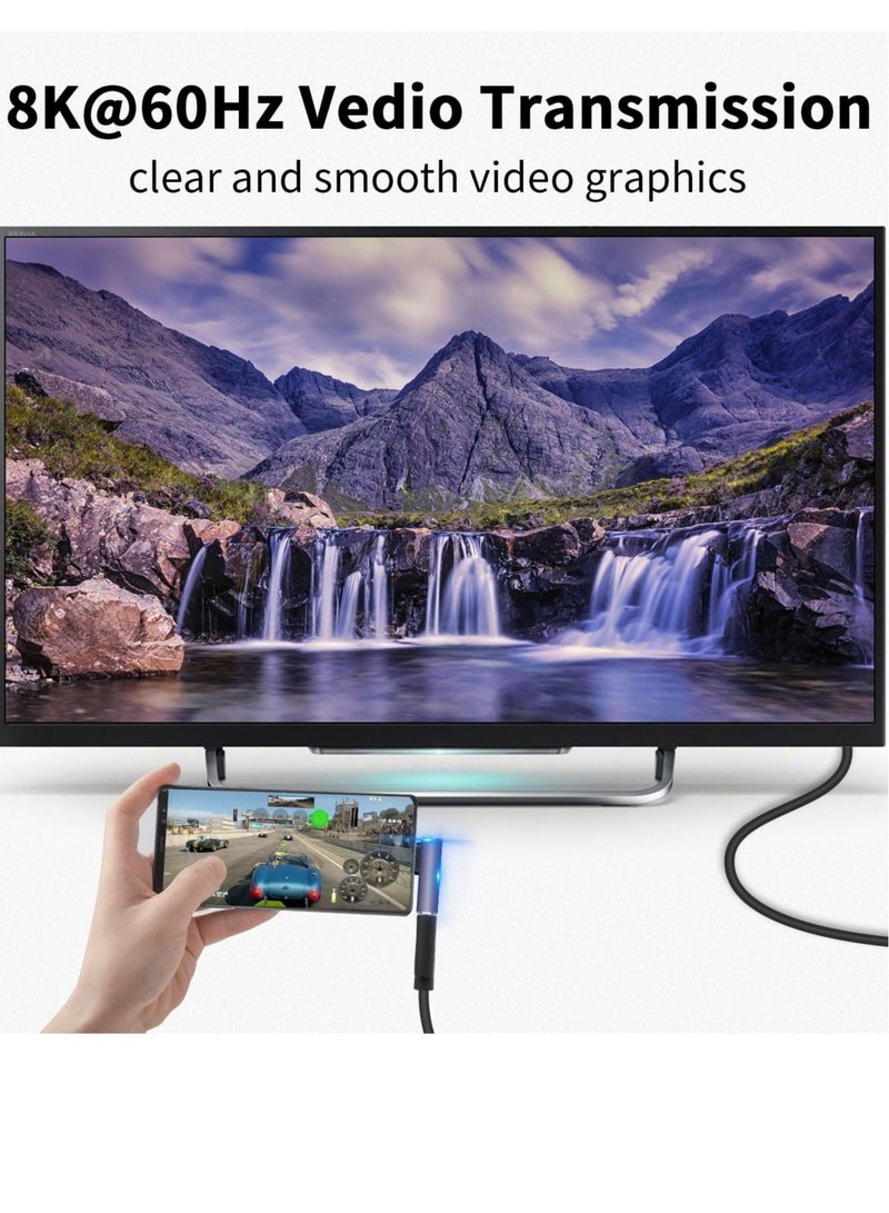 Captaintech USB C Right Angle Adapter for USB 4 Cable, 40Gbps USB 4 Cable Adapter, 90 Degree USB C Adapter Support 8K@60Hz Video Display 100W PD for Thunderbolt 4/3, USB C, HUB, Docking, Tablet, 2pack - Image 2