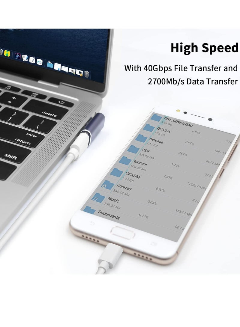 Captaintech USB C Right Angle Adapter for USB 4 Cable, 40Gbps USB 4 Cable Adapter, 90 Degree USB C Adapter Support 8K@60Hz Video Display 100W PD for Thunderbolt 4/3, USB C, HUB, Docking, Tablet, 2pack - Image 5
