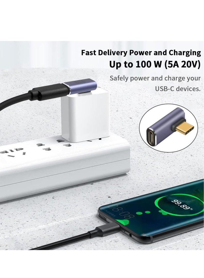 Captaintech USB C Right Angle Adapter for USB 4 Cable, 40Gbps USB 4 Cable Adapter, 90 Degree USB C Adapter Support 8K@60Hz Video Display 100W PD for Thunderbolt 4/3, USB C, HUB, Docking, Tablet, 2pack - Image 3