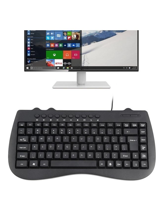 BURAQ KB-301B Multimedia Notebook Mini Wired Keyboard, English Version (Black)  - Image 1