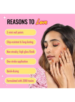 MyGlamm Popxo Makeup Collection, Vibin' Mini Nail Kit Exclusively, Paraben Free, Long Lasting Formula, 5 In 1 Combo, Glossy Finish, 3 Ml, Pack Of 5  - Image 4