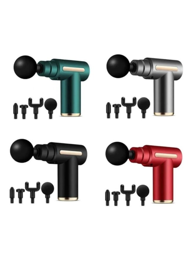 مسدس تدليك العضلات الصغير المحمول "Fascial Gun" - 6 سرعات متغيرة و4 رؤوس قابلة للتبديل - شحن USB لراحة الأنسجة العميقة. - Image 1
