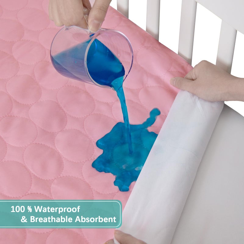 Biloban Crib Mattress Protector Waterproof, Soft Breathable Toddler Mattress Pad Cover, Crib Size Fitted Sheets Fit for Baby Toddler Bed Mattress (Standard Size 52” x 28”), Pink - Image 5