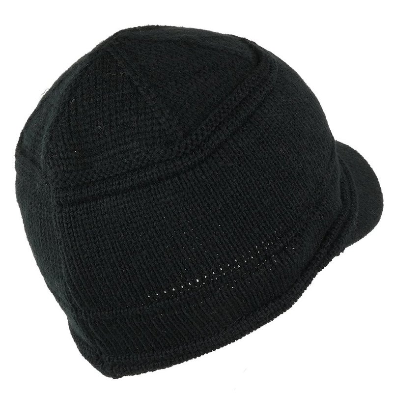 Armycrew Army Style Acrylic Cadet Winter Beanie Hat with Visor - Black - Image 3