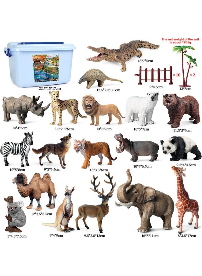 Children's Cognitive Simulation Wild Animal Model Toy Jungle Thorn Group Hedgehog Mouse Burr Stealing Melon Badger Hedgehog Ornaments-Color:Wild Animals Include 30 Sets Of Accessories + Free Storage Box  - Image 1
