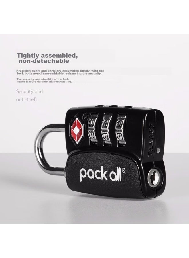 Pack All Travel Password Lock, Three-on Tsa Lock, Luggage Anti-theft Lock, Password Door Lock, Backpack Padlock, Black - Image 5