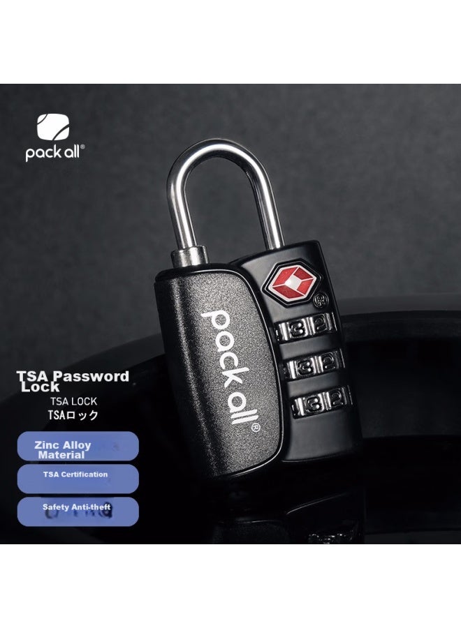 Pack All Travel Password Lock, Three-on Tsa Lock, Luggage Anti-theft Lock, Password Door Lock, Backpack Padlock, Black - Image 1