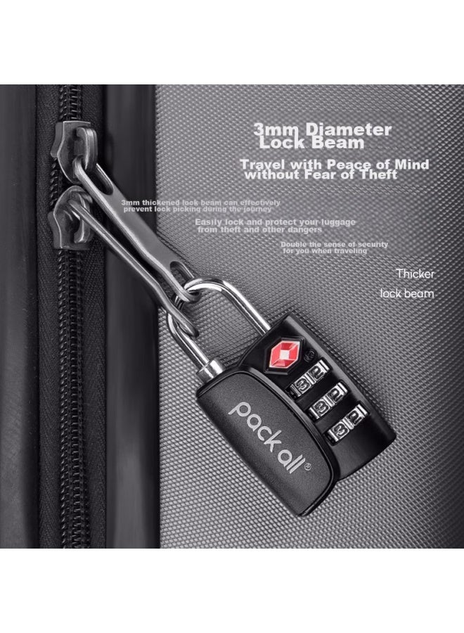 Pack All Travel Password Lock, Three-on Tsa Lock, Luggage Anti-theft Lock, Password Door Lock, Backpack Padlock, Black - Image 4