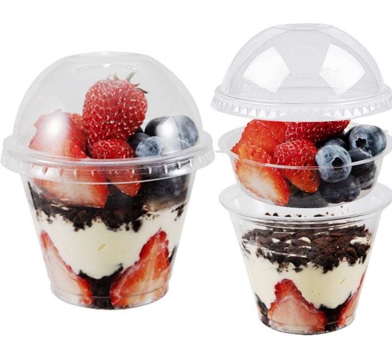 50 Sets 9 oz Clear Plastic Parfait Cups with INSERT  DOME LidsNO HOLE  Disposable Dessert Cups with Lids for Kids Dips Snacks and Veggies Fruit Yogurt Smoothie Iced Cold Drinks No Leaking