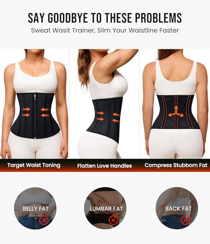 Junlan Sweat Waist Trainer for Women - Corset Sweat Band for Working Out(Black,Medium) - Image 4